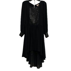 GB Black Sequin High Low Long Sleeve Dress Junior Size 9